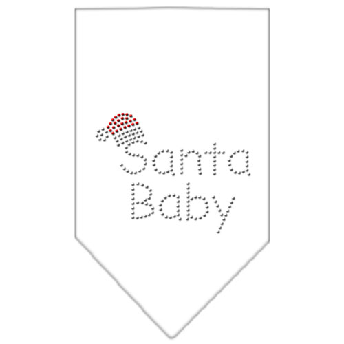 Santa Baby Rhinestone Bandana White Large